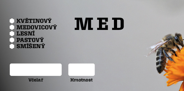 Etikety na med šedé s oranžovou 50 ks