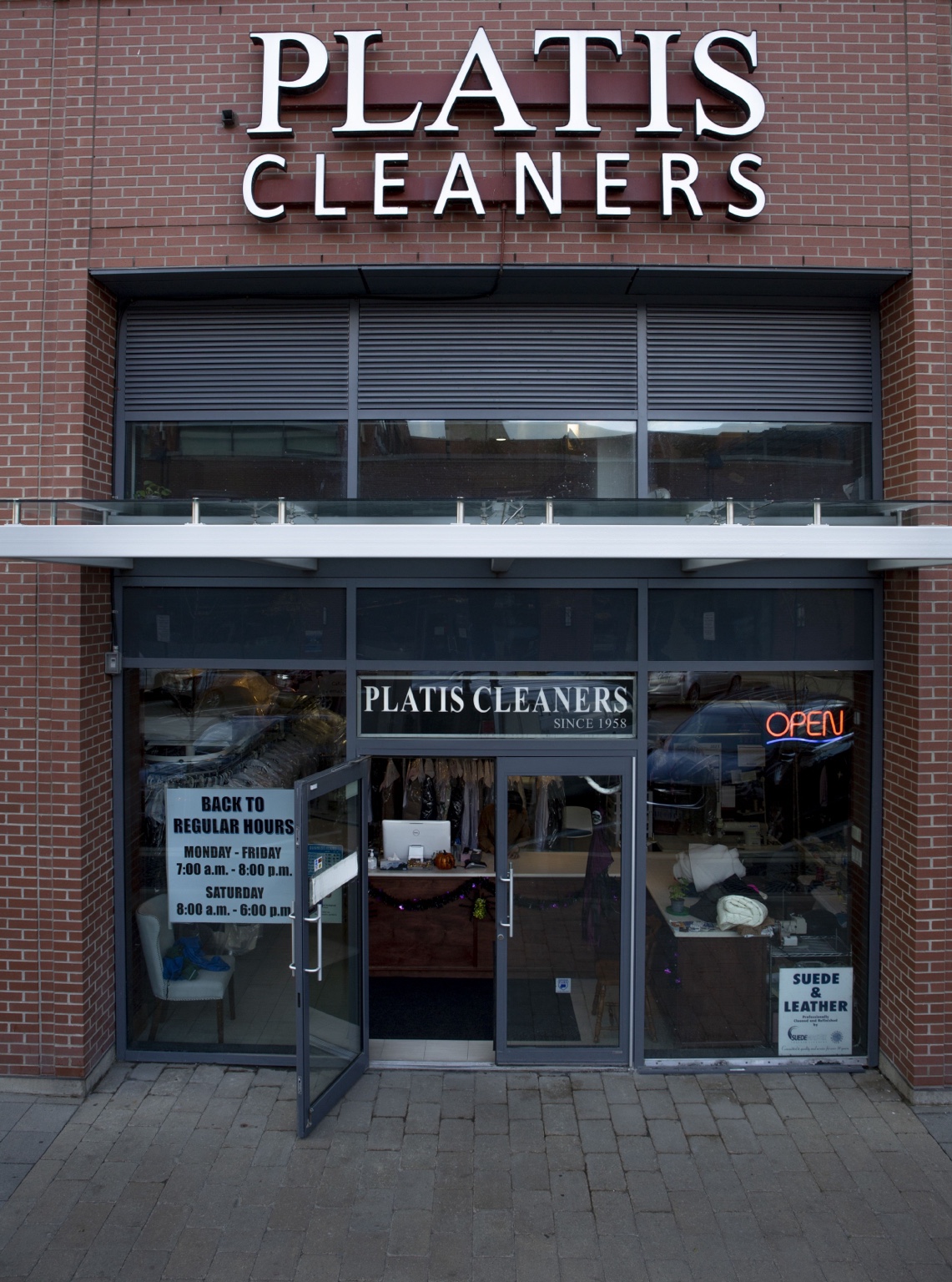 Platis Cleaners Bay Street storefront in Toronto