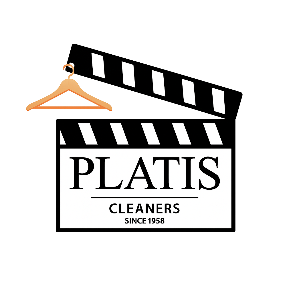 Platis Cleaners film clapperboard and garment hanger