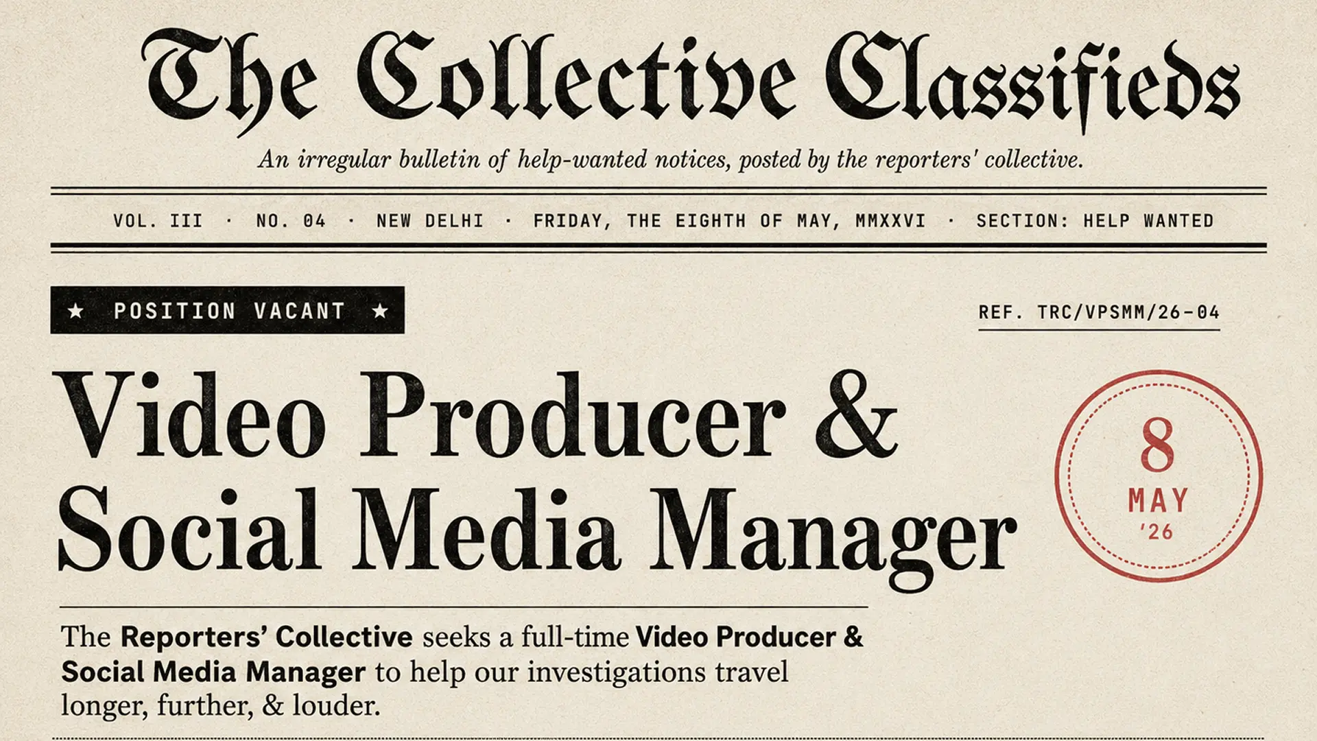 TRC | Stellenangebote Videoproduzent & Social-Media-Manager