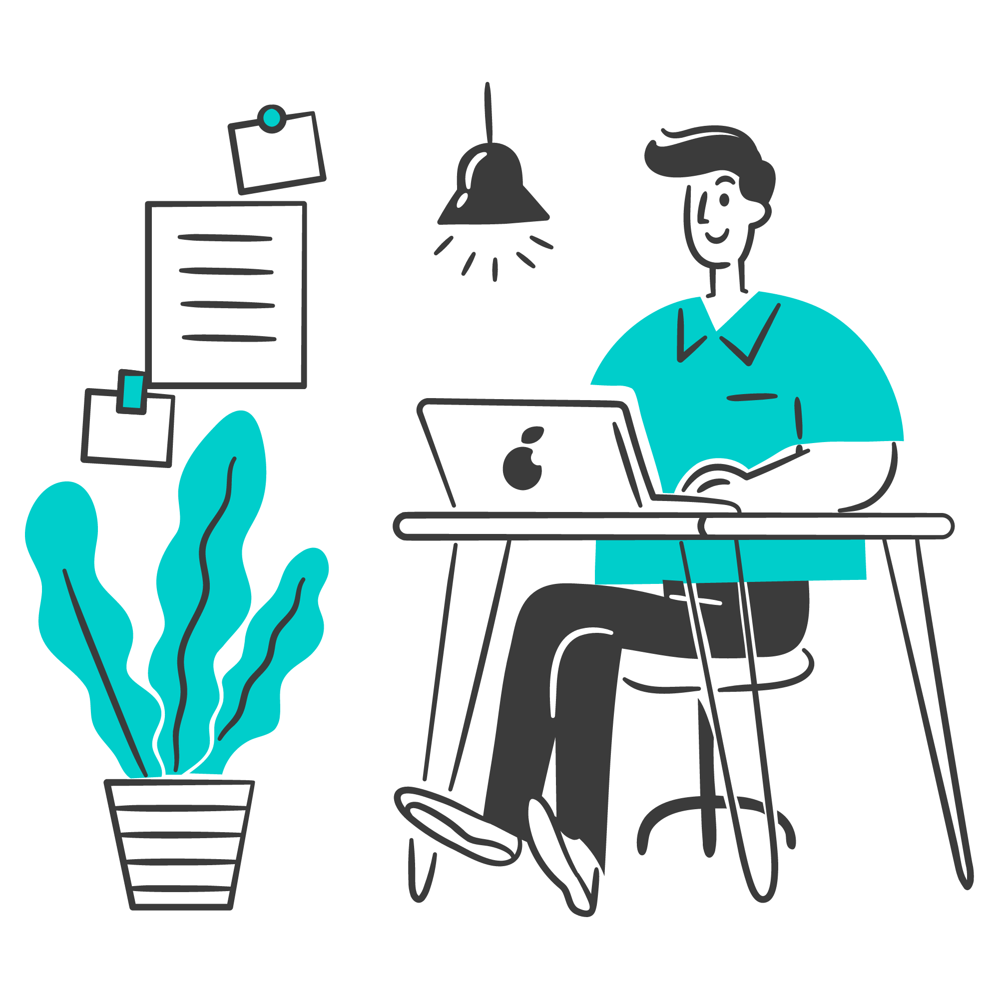 A person sitting on a desk working online