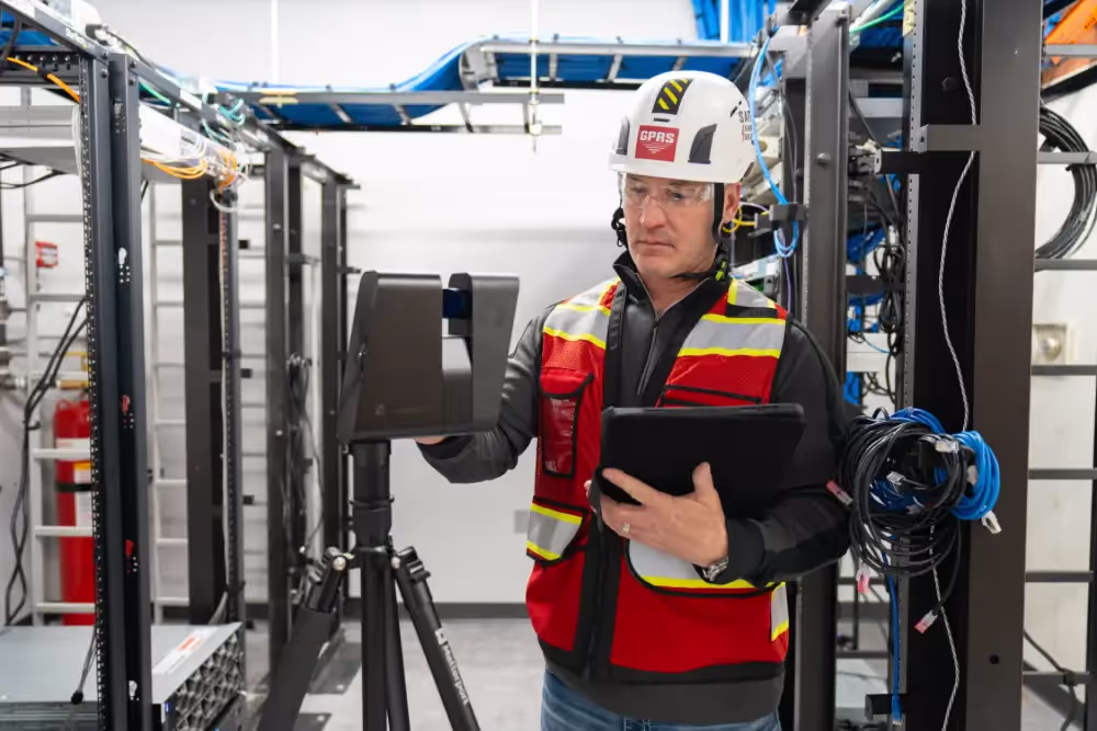 A GPRS Project Manager operates a Matterport Pro 3 scanner.