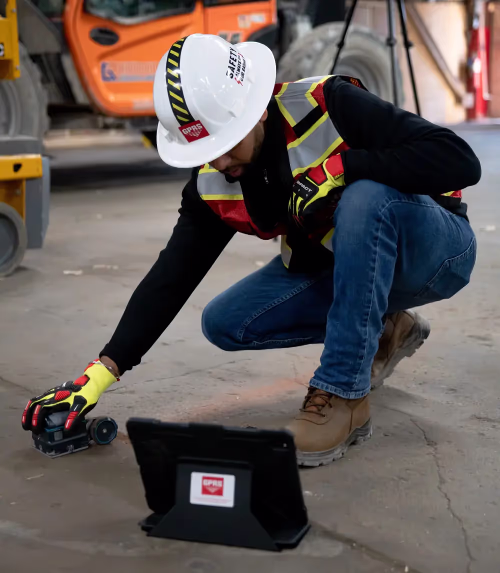 A GPRS Project Manager conducts precision concrete scanning and imaging.