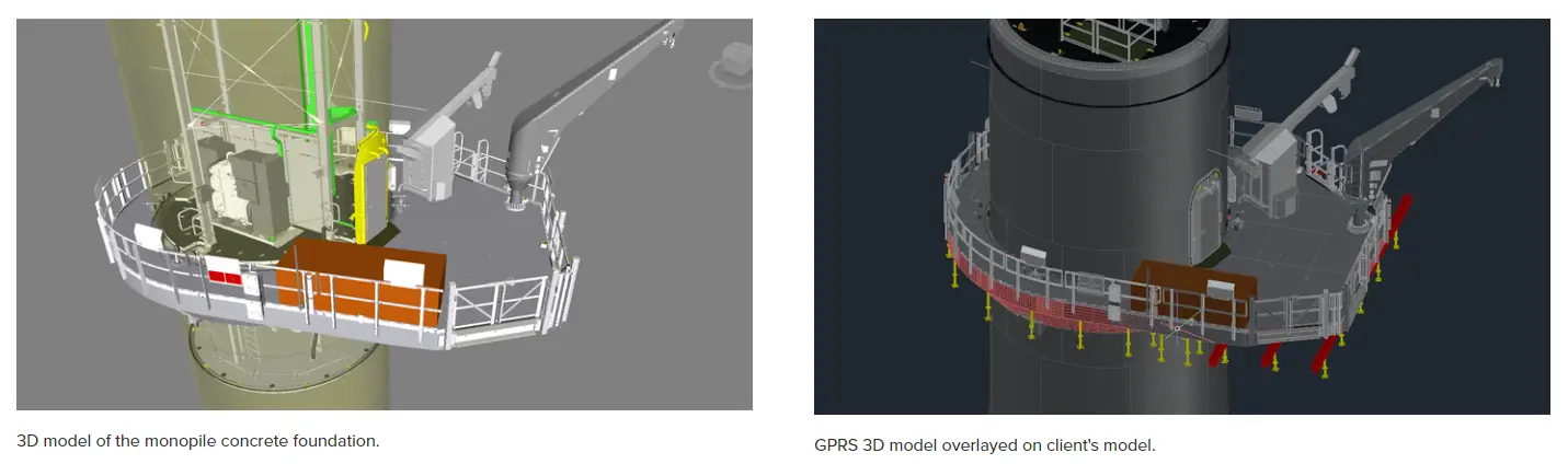 3D model of monopile concrete foundation.