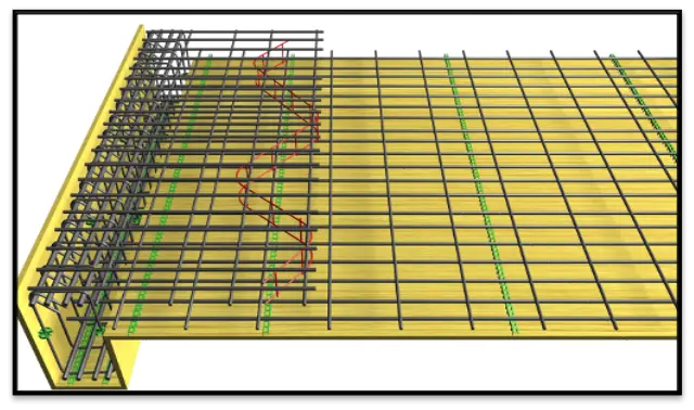 Example of a typical rebar placement at a beam.