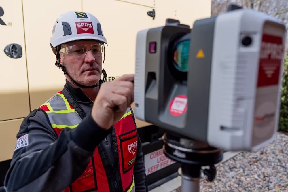 A GPRS Project Manager utilizes a 3D laser scanner to capture accurate existing conditions.