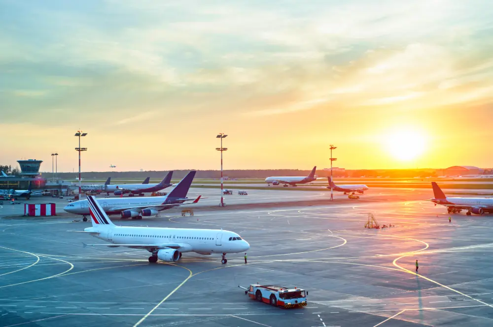 Airports on a runway.