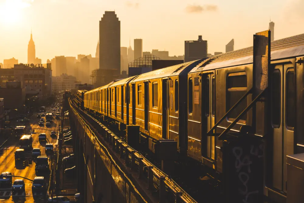 An elevated subway in New York City.