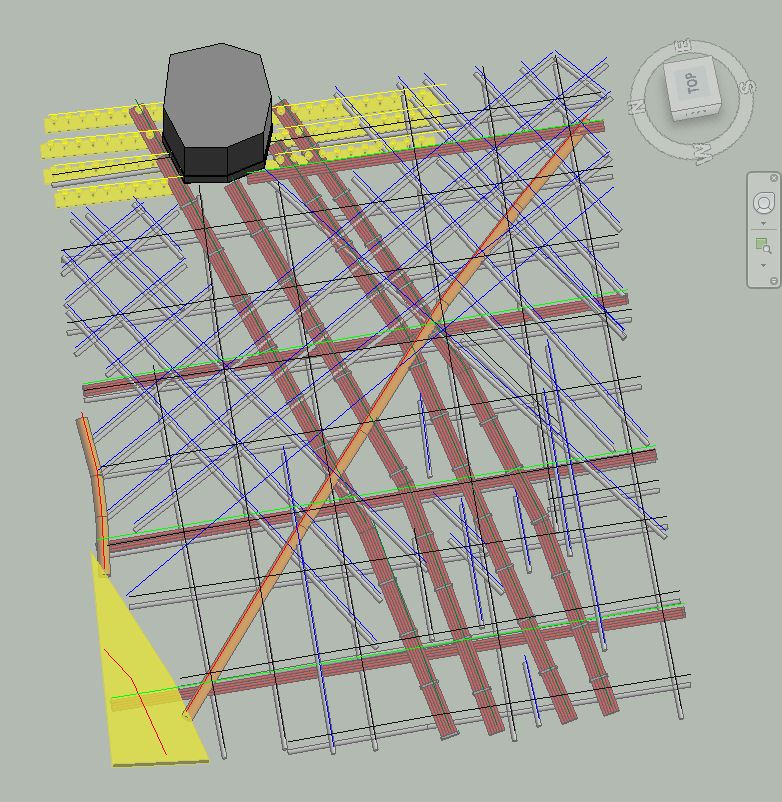 3D at-depth model of concrete slab inside resort casino.