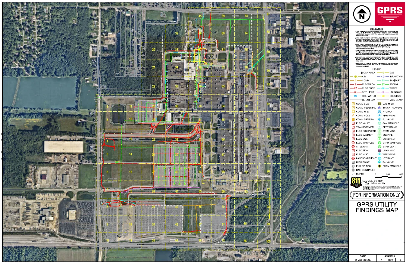 Geospatial data can be exported into precise 2D utility maps in AutoCAD