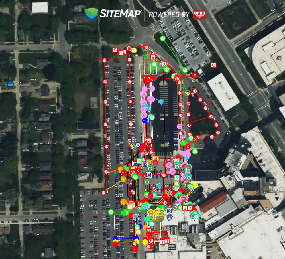 Screenshot of SiteMap infrastructure data.