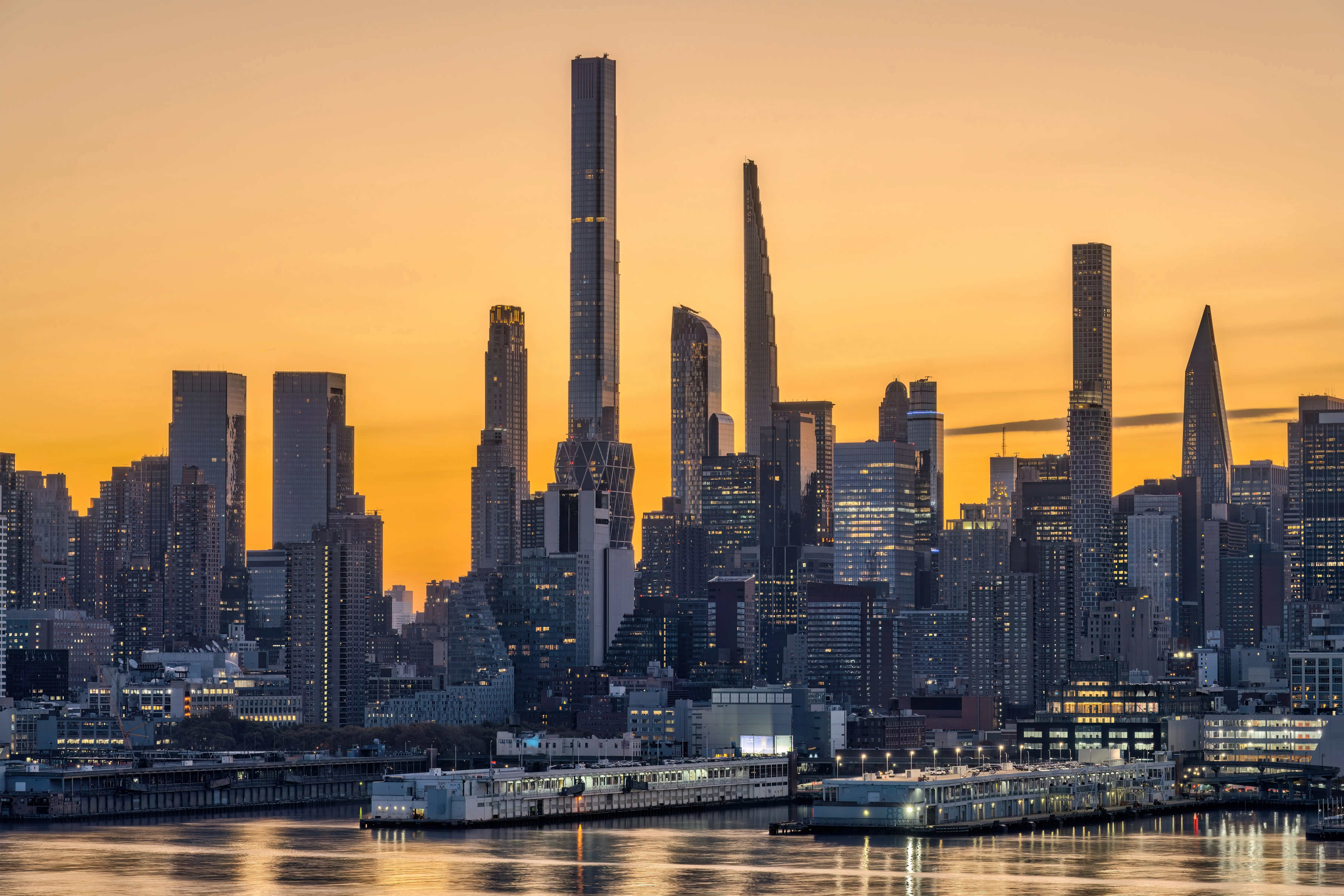 The New York City Skyline at sunset