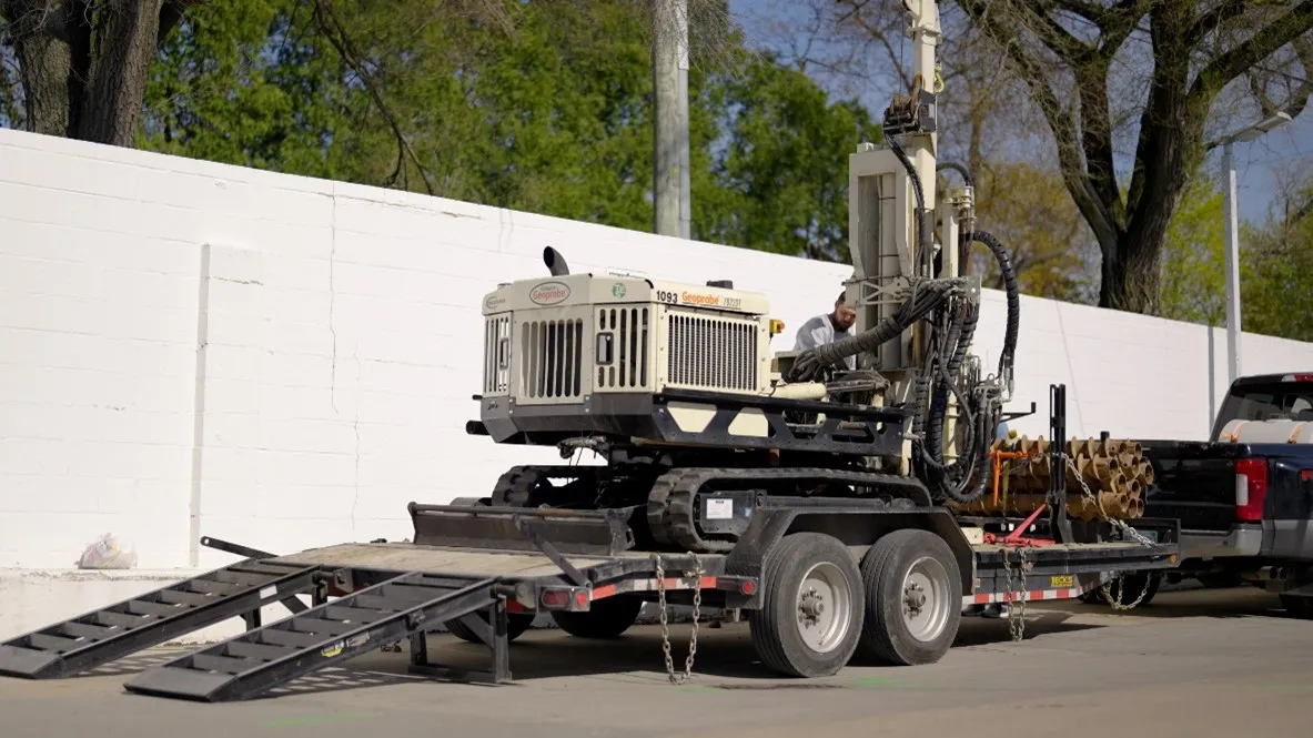 A soil boring machine.