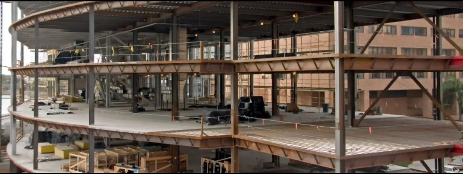 Multiple floors of a building under construction.