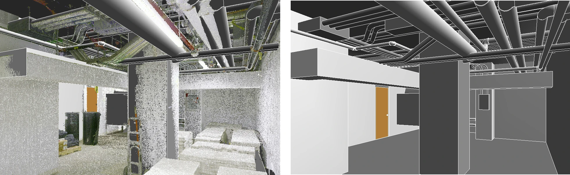 Point cloud to BIM model of retail location.