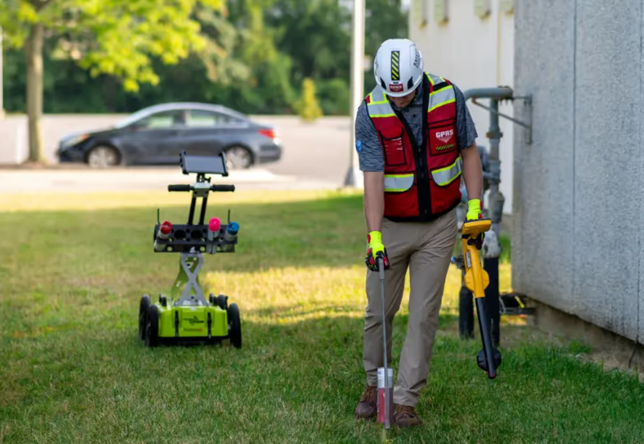 A GPRS project manager uses ground penetrating radar to locate utilities and help minimize subsurface damage a contractor breaks ground.