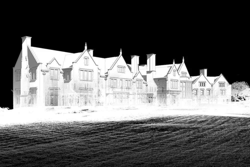GPRS’ 3D point cloud and 3D BIM model of the Rough Point Museum in Newport, Rhode Island.
