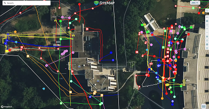 A map of a building with many different colored lines. - GPRS Images
