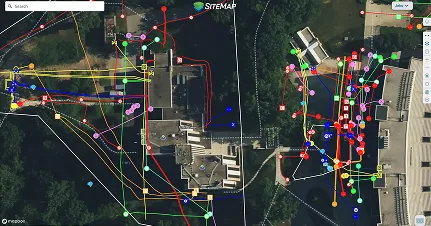 A map of a building with many different colored lines. - GPRS Images