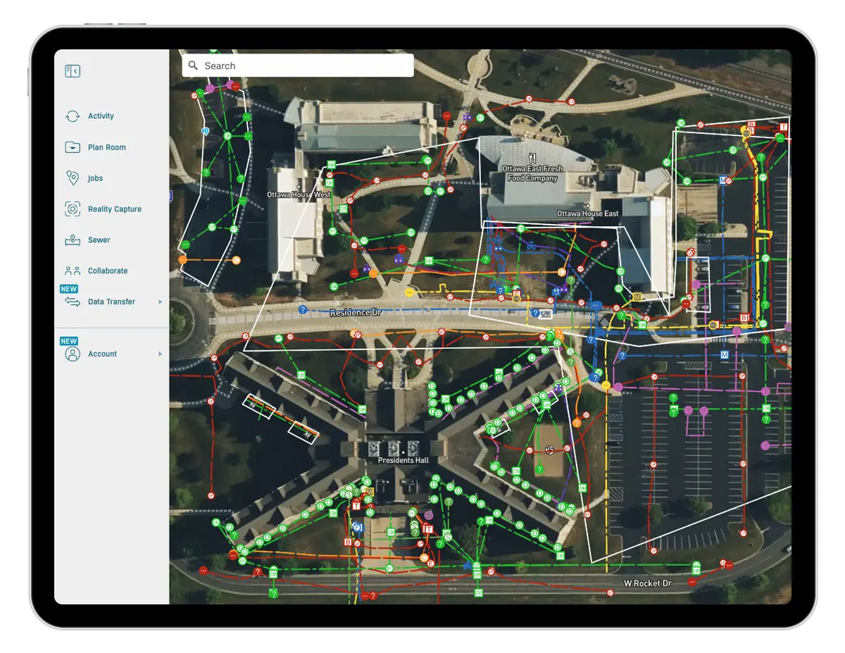 SiteMap platform displayed on ipad