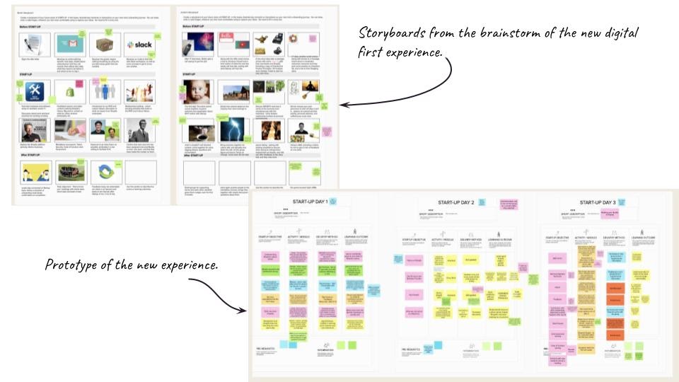 screenshots of design service storyboard and prototype.