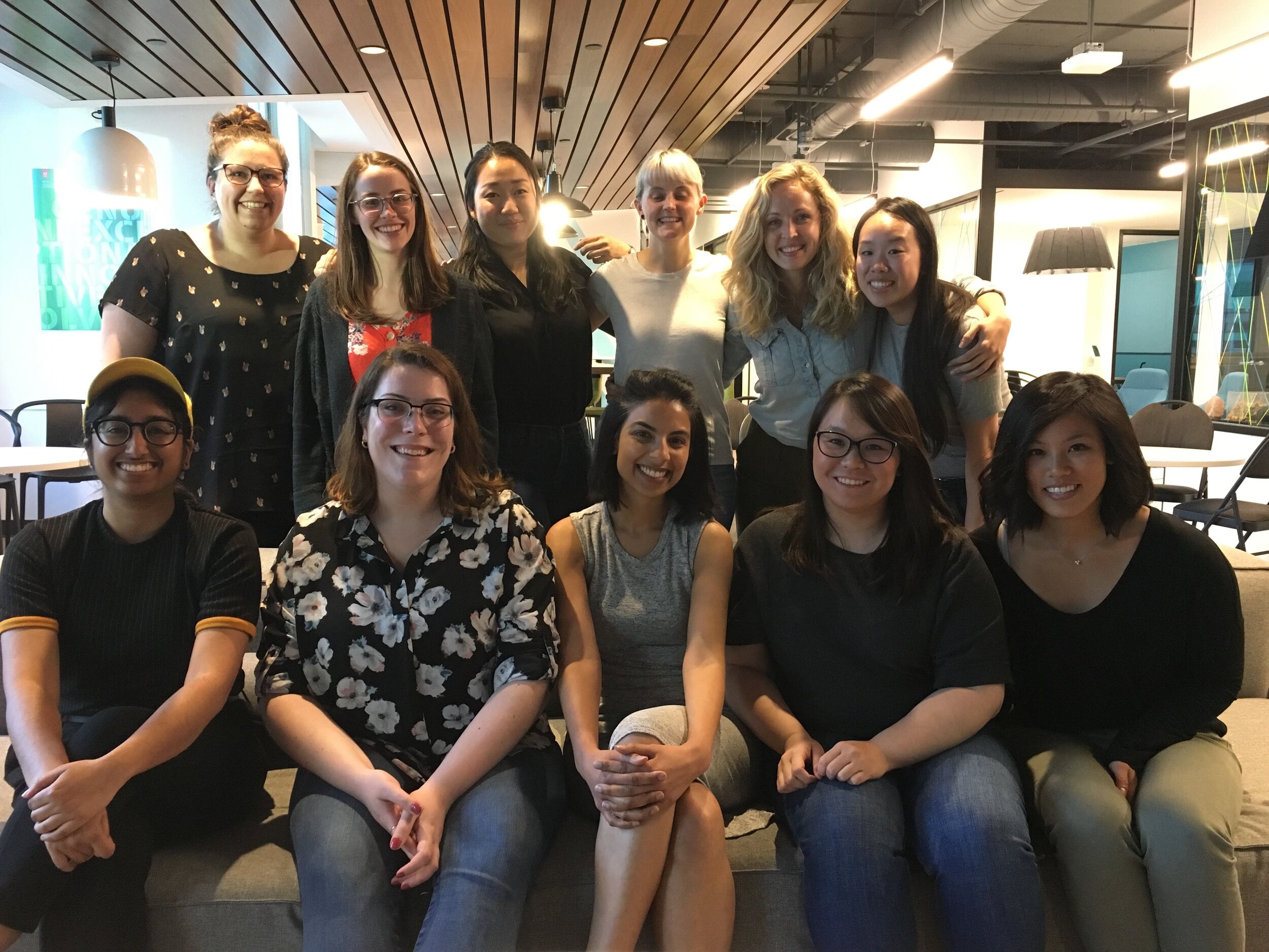 a photo of Linn with her eyes closed with her bridge school students. 
