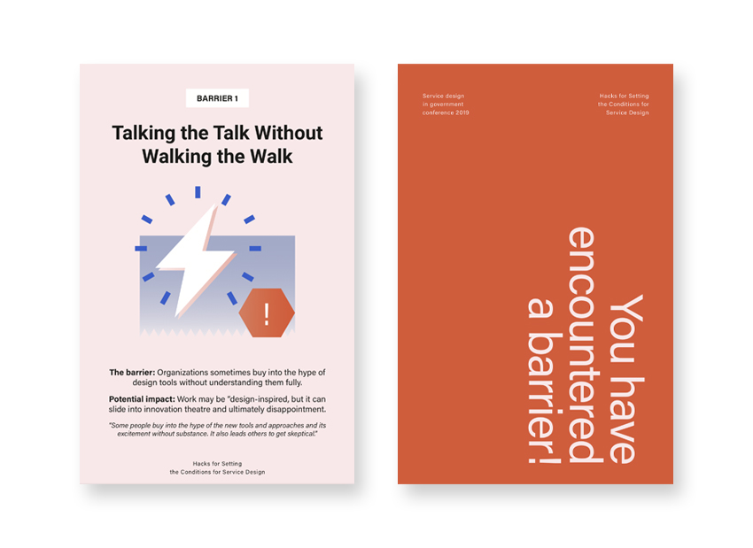 front and back of the barrier cards.