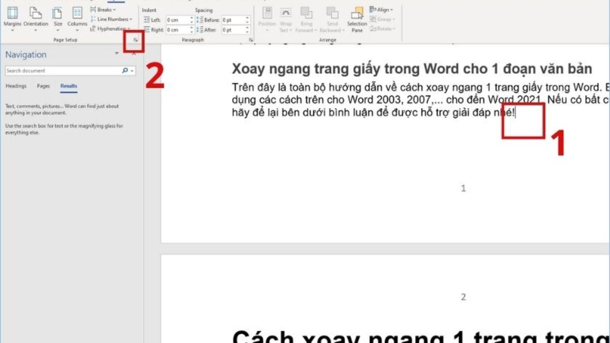 Cách xoay ngang 1 trang trong Word bất kỳ bước 1