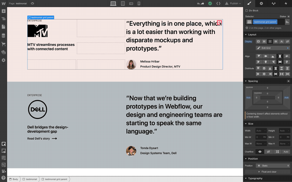 Reposition template areas as needed for smaller devices.