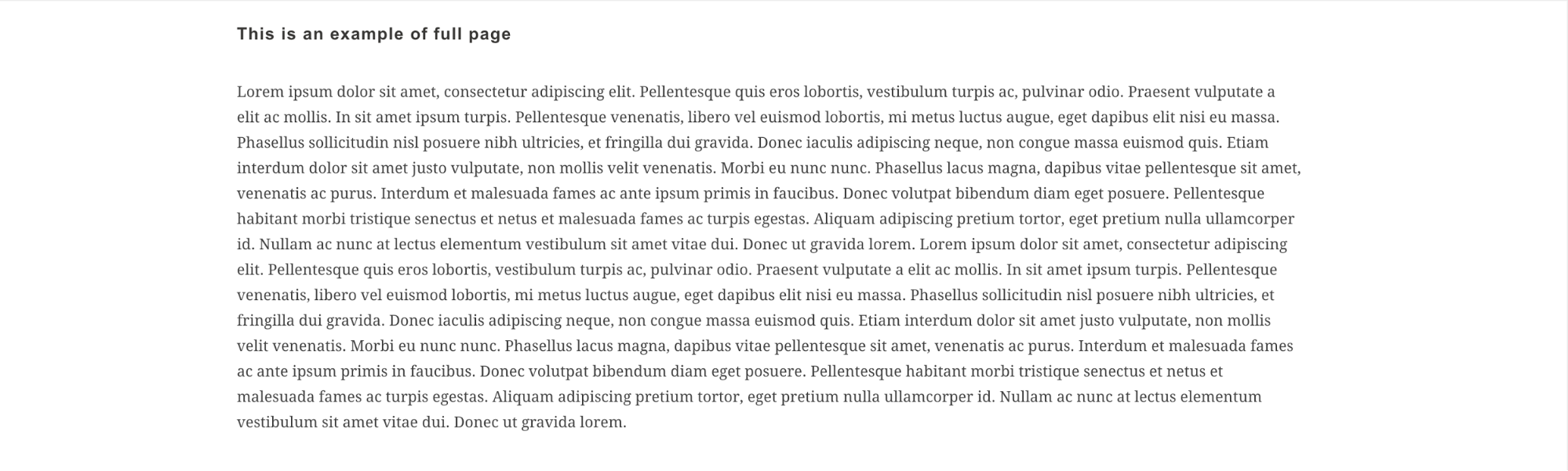 A sample of text in Lorem Ipsum formatted to be as wide as a page, making it difficult for users to track. 