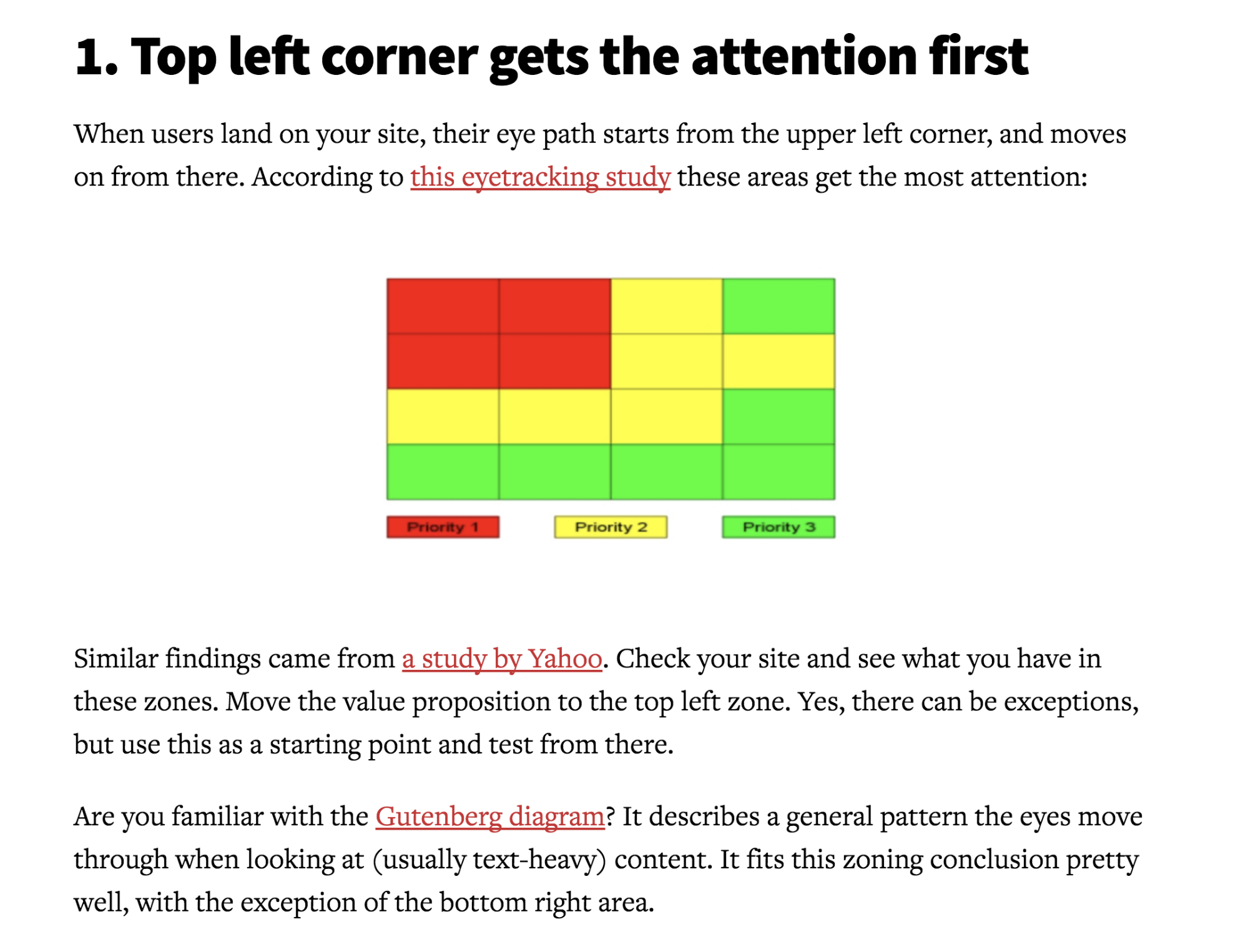 A blog post on ConversionXL featuring a headings and short parapgraphs. 