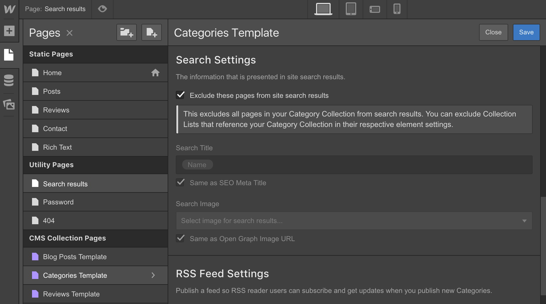 Exclude CMS template pages to remove specific content types from search results.