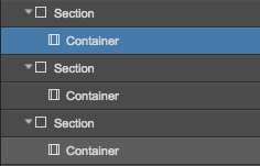 A common Webflow site structure, with containers nested inside sections.