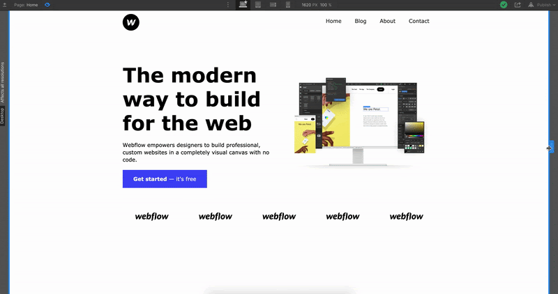 gif demonstrating responsive Webflow website