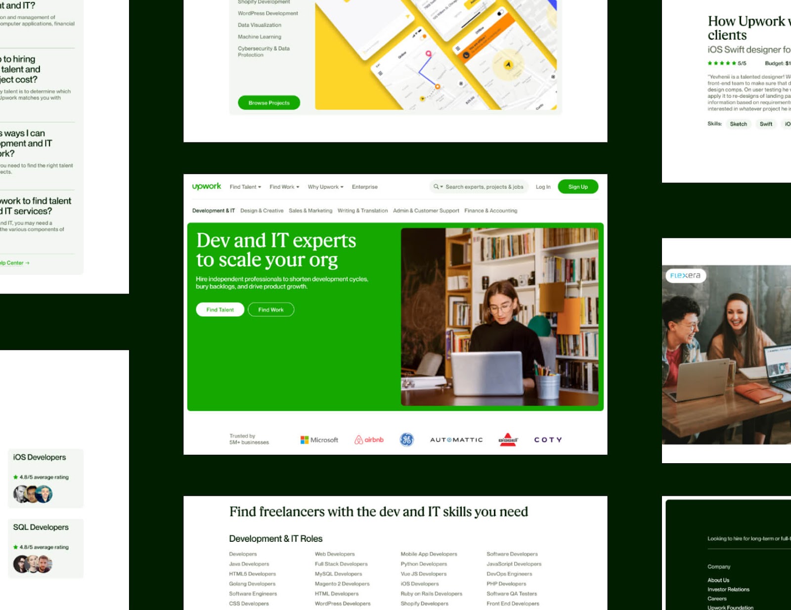 Examples of the Upwork website.