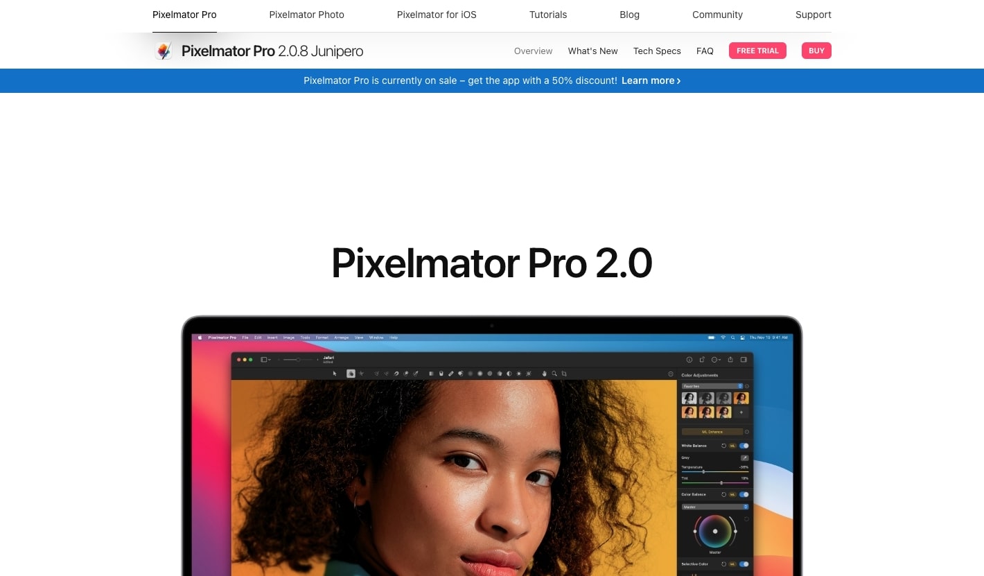 An image of the Pixelmator Pro website.