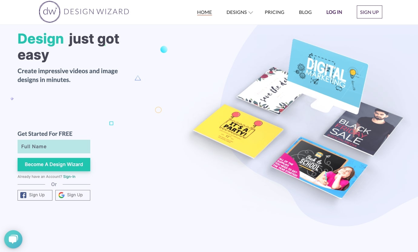 An image of the Design Wizard website.