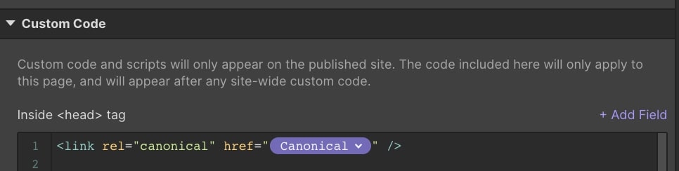 Canonical setup on CMS collection template page