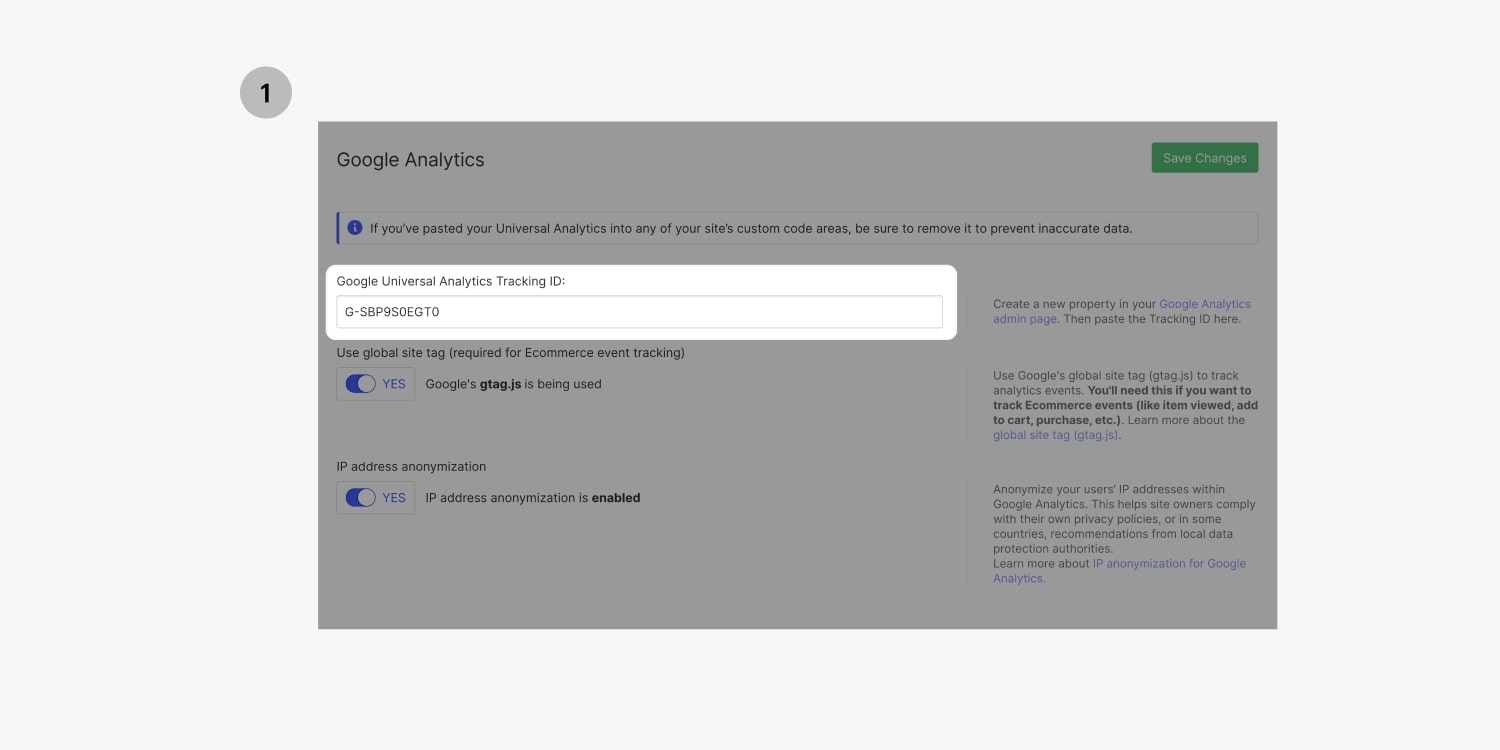 An image of where you can paste the measurement ID into the relevent field.