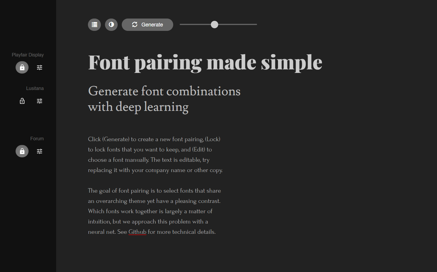 Fontjoy’s pairing tool.