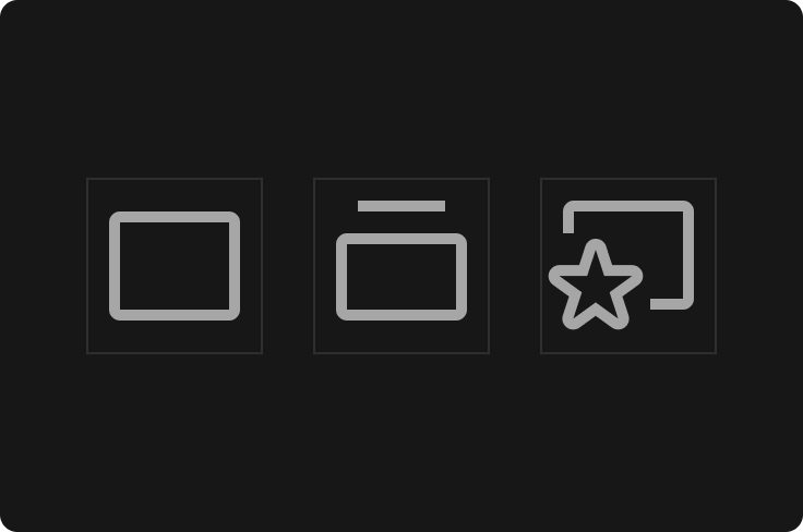 Three variations of a rectangle icon design.