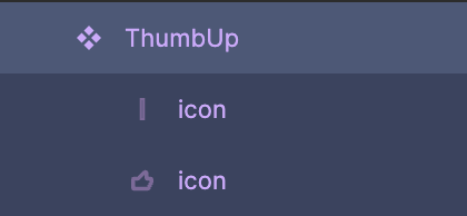 A screenshot of the Figma style panel displaying "thumbup"