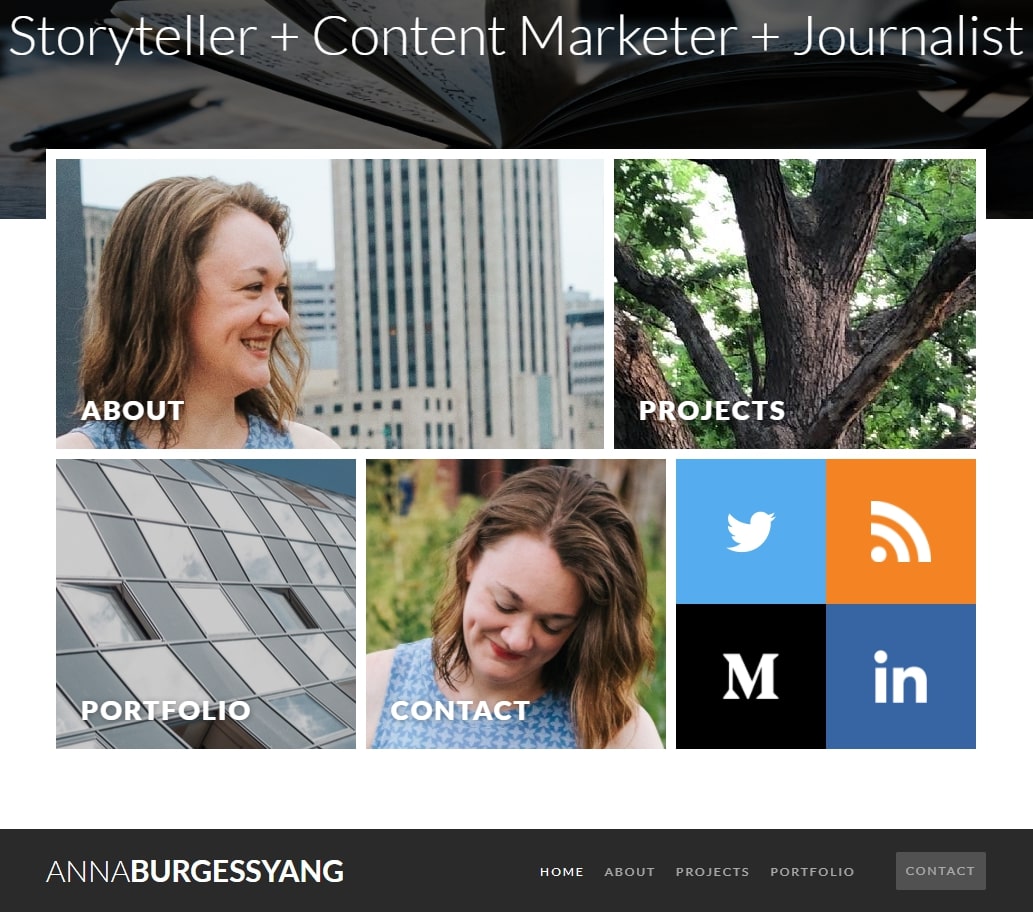 A view of Anna's old Wordpress site. 