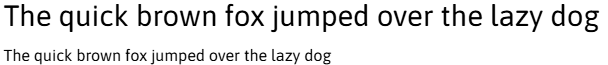 A screenshot of the sentence “The quick brown fox jumped over the lazy dog” in Asap font, as a heading and as body text.