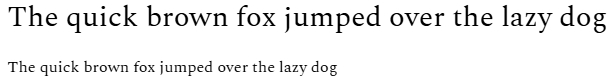 A screenshot of the sentence “The quick brown fox jumped over the lazy dog” in Spectral font, as a heading and as body text.