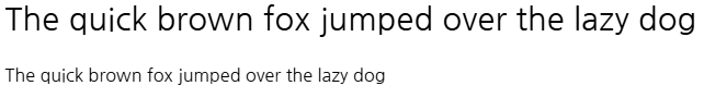 A screenshot of the sentence “The quick brown fox jumped over the lazy dog” in Nanum Gothic font, as a heading and as body text.
