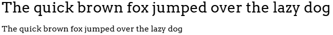 A screenshot of the sentence “The quick brown fox jumped over the lazy dog” in Arvo font, as a heading and as body text.