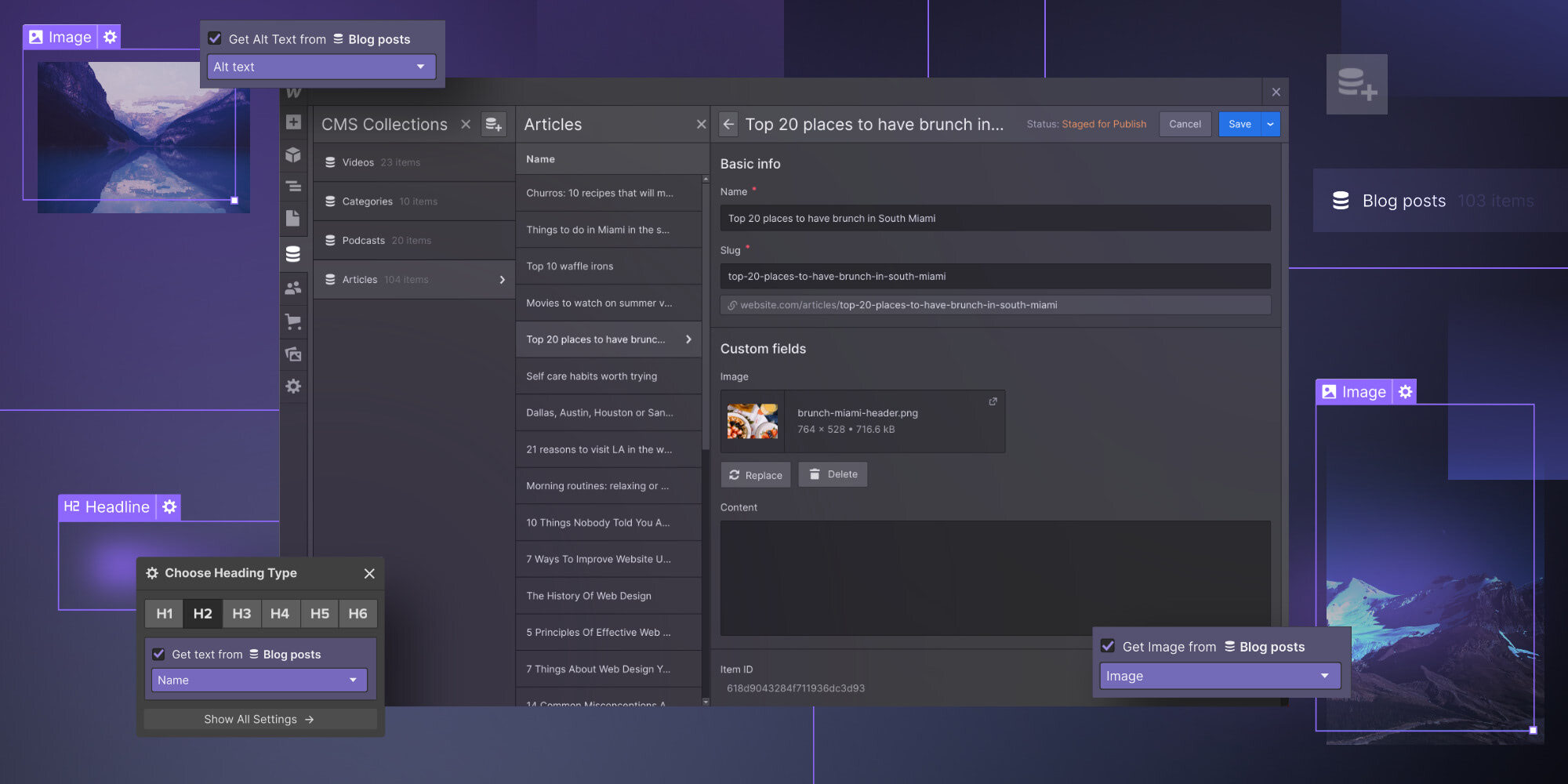 An image showing off the CMS improvements in Webflow.