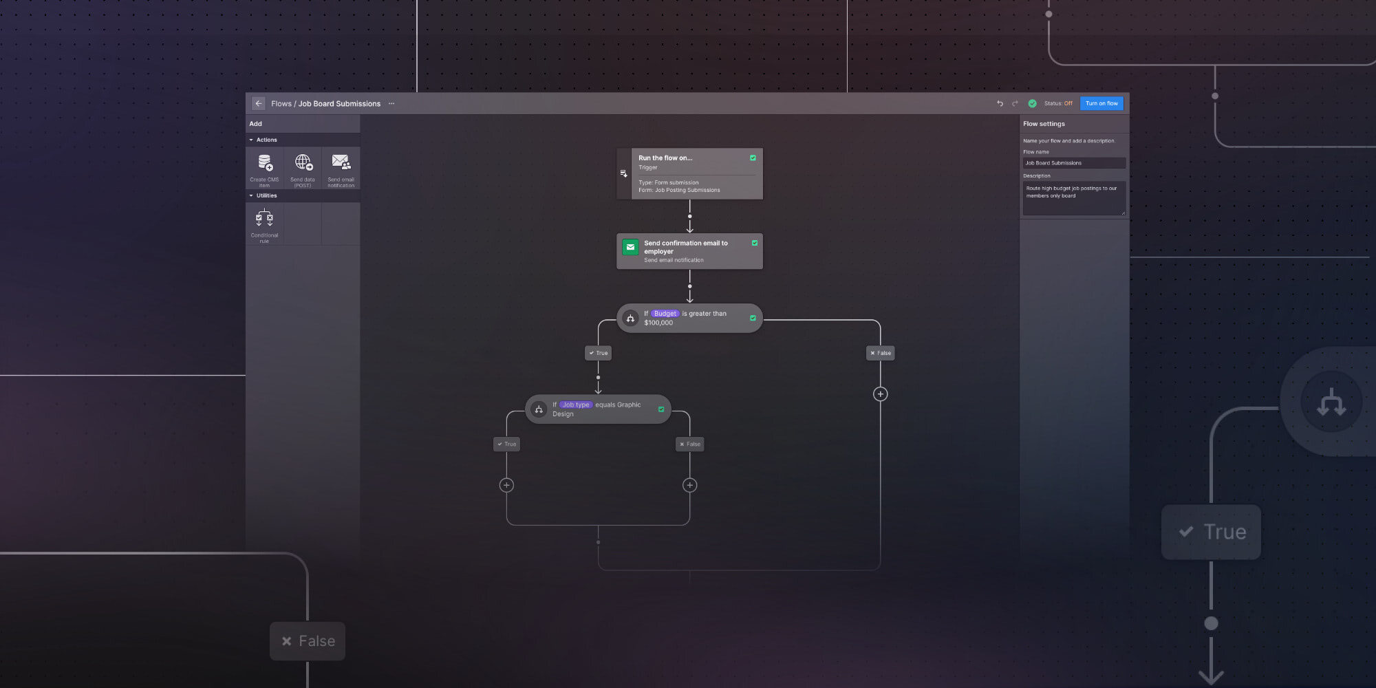 An image of the Logic Flows product in Webflow.