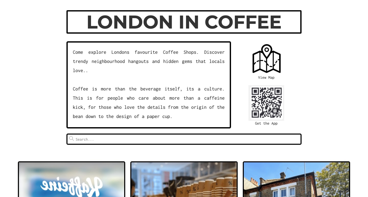 An image of the London in Coffee site.